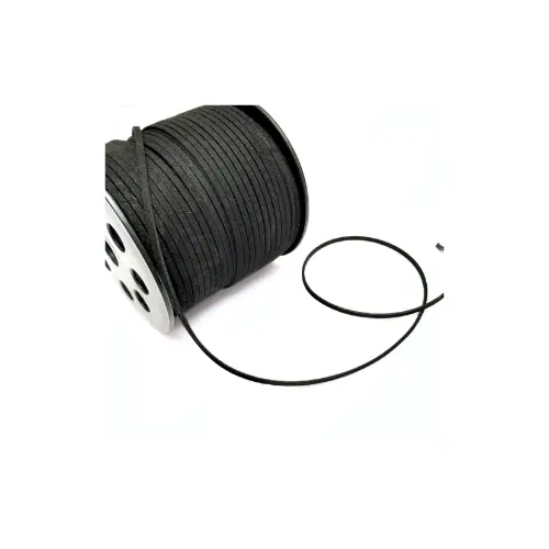 Fio Cordão Camurça Preto 2,7mm 100 Metros