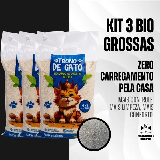 Kit 3 Areias Biodegradável Bio Grossa