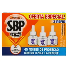 Repelente Elétrico Líquido SBP 45 noites Refil (com 3 unidades)