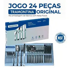 Conjunto Talheres e Faqueiro Tramontina Original 24 Peças Aço Inox 20 Anos Linha Profissional