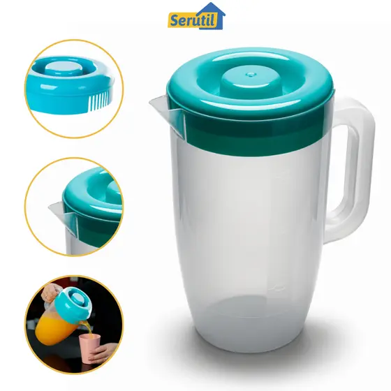 Jarra 4 Litros Com Tampa Garrafa Grande Suco Água Geladeira e Congelador Original