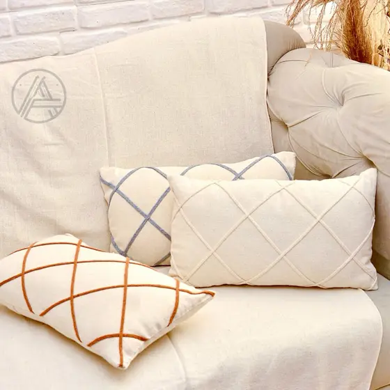 Capa de Almofada Baguete Boho Drapeada 30x50 Decorativa Algodão Artesanal Sofá Cama Sala