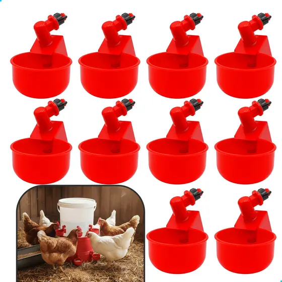 KIT 2/3/4/5/6/10/20 Bebedouros Automáticos para Aves Galinha Codorna Frango Pato  65ml  Vermelho Copinho Copo