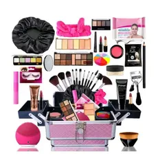Kit Maquiagem Completo Pele Perfeita Com Pincéis Necessaire