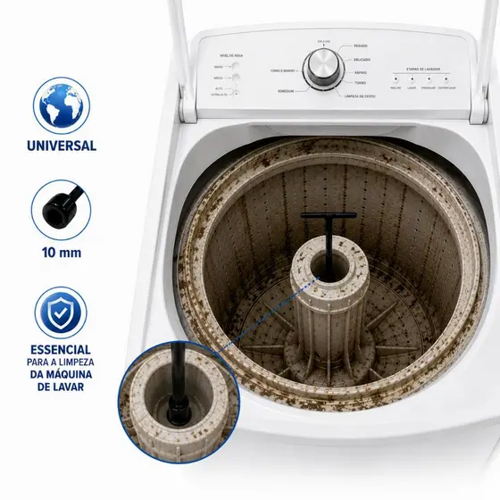 Chave T Longa 10mm 48CM Agitador Electrolux/Brastemp/Consul Universal 48/62cm