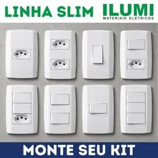 Tomadas e Interruptores Placas e Módulos Ilumi Linha Slim Monobloco Design Moderno Monte seu Kit