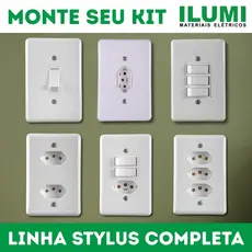 Tomadas e Interruptores Ilumi Stylus Tomada Dupla Interruptor com Tomada Linha Completa Stylus
