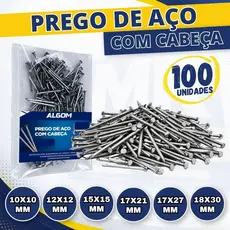 Prego de Aço com Cabeça 100 Unidades Prego 17x21 17x27 15x15 Vários Tamanhos