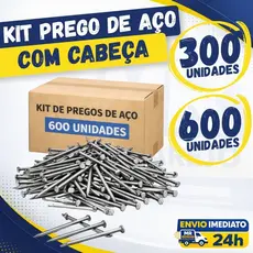 Kit Prego de Aço com Cabeça 300 ou 600 Peças Prego 17x21 Prego 17x27 Prego 15x15 Vários Tamanhos
