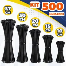 Kit Abraçadeira de Nylon Enforca Gato Braçadeira Cintas Plásticas 10cm 15cm 20cm 30cm 37cm Preta Branca