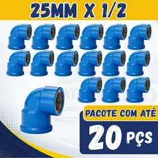 Kit Joelho Cotovelo 25mm X 1/2" 90 Graus Bucha Latão Joelho Azul Conexão 5, 10 e 20 Peças