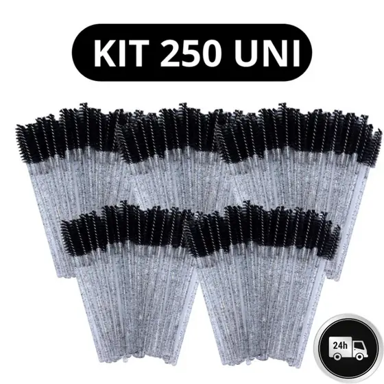 Kit 250 Escovinhas De Cílios Sobrancelha Glitter Extensão Alongamento Descartável Escova Lash Pente