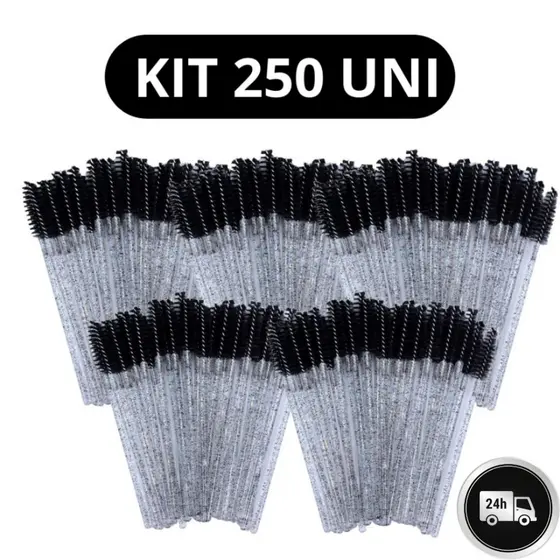 Kit 250 Escovinhas De Cílios Sobrancelha Glitter Extensão Alongamento Descartável Lash Designer Mimo