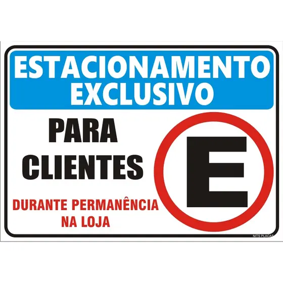 Placa Estacionamento Exclusivo Para Clientes