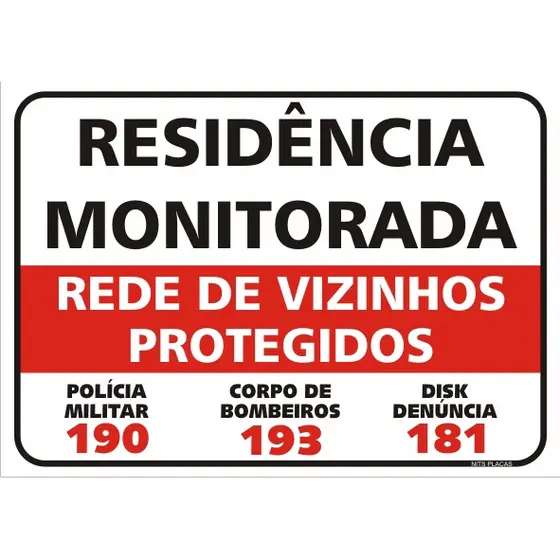 PLACA – RESIDENCIA MONITORADA rede de vizinhos protegidos vigilancia