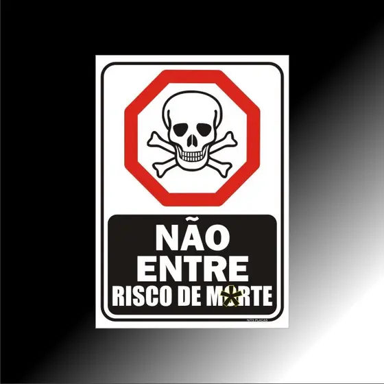 Placade  sinalização – Não Entre Risco M0rte - decorativa porta quarto