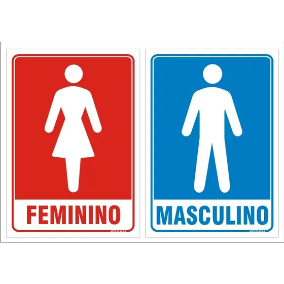 PLACAS BANHEIRO MASCULINO e FEMININO IDENTIFICAÇÃO sanitário