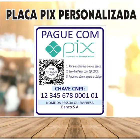 PLACA PIX PERSONALIZADA com QR CODE - plaquinha pix casamento lua de mel motorista aplicativo mercado loja