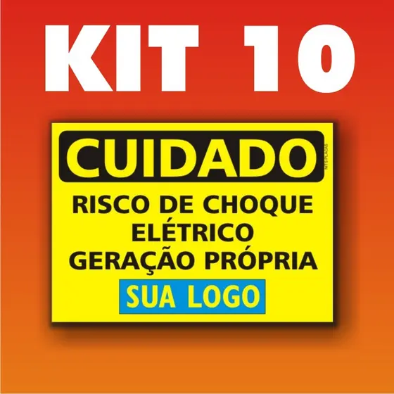 KITs 10 a 40 PLACA personalizada Cuidado Geração Própria - com logo da empresa - energia solar painel off grid