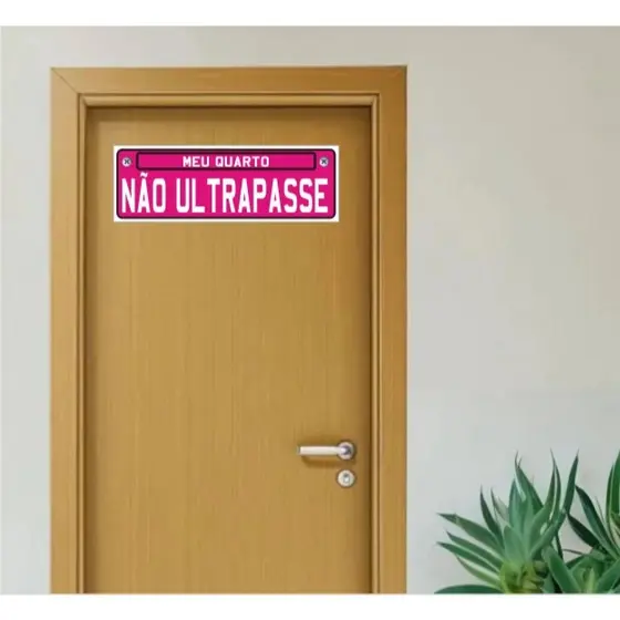 Placa Decorativa MEU QUARTO NÃO ULTRAPASSE menina pink decoração porta