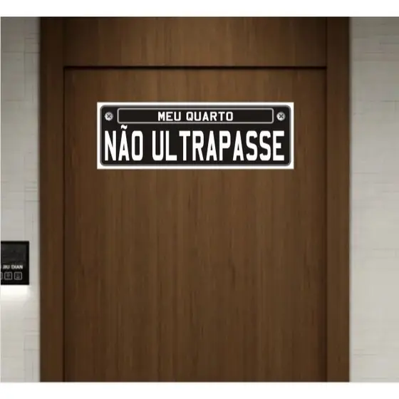 Placa Decorativa MEU QUARTO NÃO ULTRAPASSE menino menina PRETA decoração porta