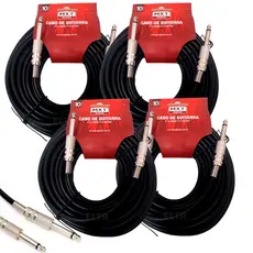 Kit 4 Cabo P10 P10 Mono Guitarra Violão Baixo Cavaquinho Caixa Som Amplificador 10m Metros