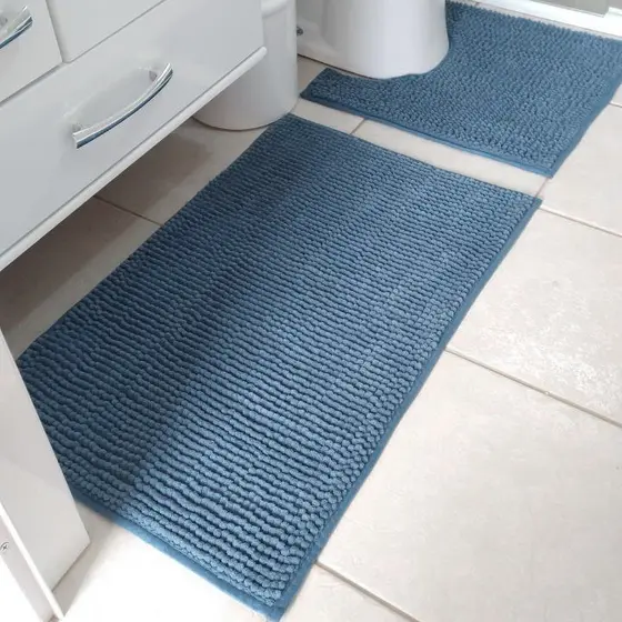 Tapete De Banheiro Bolinha Microfibra Antiderrapante 2 Peças