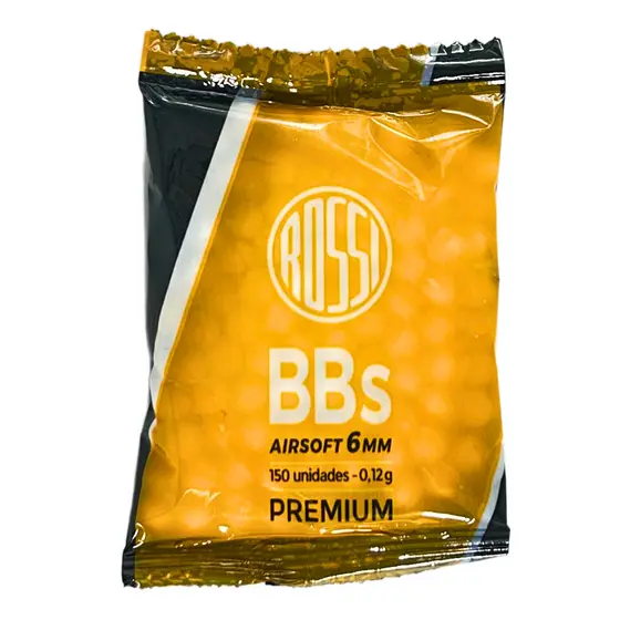Esferas BBs Rossi 0.12g Brancas Pct 150un | Alta Precisão 6mm, Polidas, Sem Rebarbas | P/ Todos Tipos Airsoft