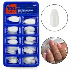 Kit 100 Unhas Postiça Almond Amendoada Realista Curta Leitosa Transparente