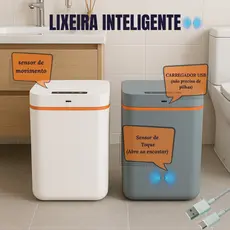 Lixeira Inteligente Automática com Sensor de Movimento e Toque USB Recarregável Anti Odor