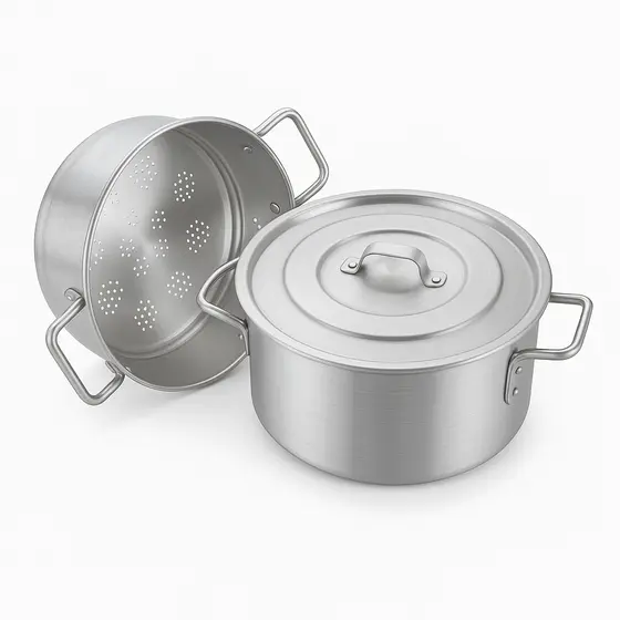 Panela Caçarola A Vapor Alumínio Polido Profissional 26Cm 6,8L Nacional