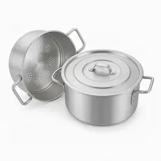 Panela Caçarola A Vapor Alumínio Polido Profissional 26Cm 6,8L Nacional