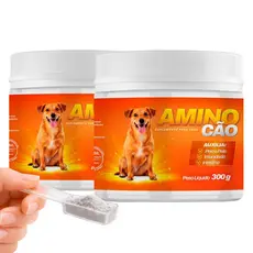 Kit 2 Potes Suplemento Aminocão 300g Suplemento para Cães com Vitaminas, Minerais, Aminoácidos e Probióticos