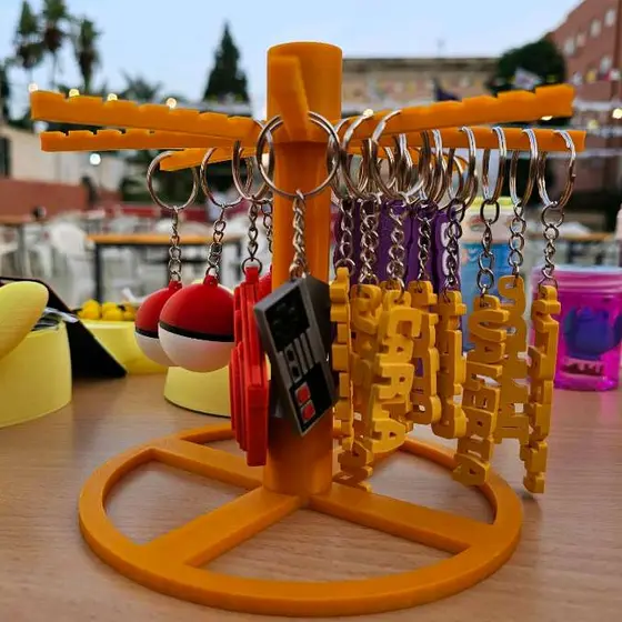 Suporte Porta Chaveiro Giratório Display de Mesa com 8 Braços Organizadores