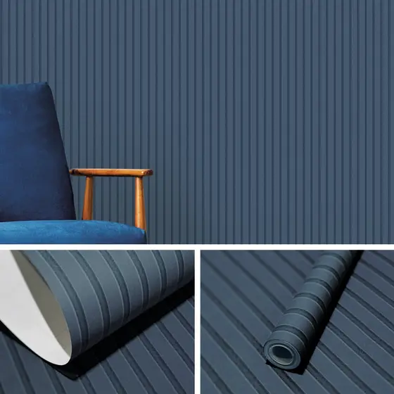 Papel Parede Ripado 3D Ripas Azul Cozinha Quarto Sala