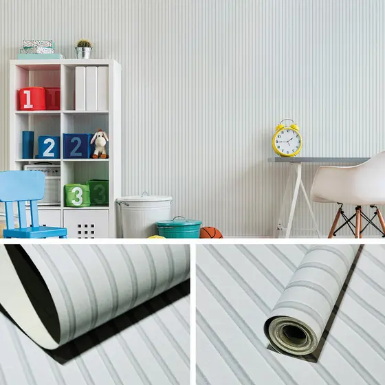 Papel De Parede Adesivo Ripas De Madeira Branca Ripado Vinílico Lavável Para Sala Quarto Escritório