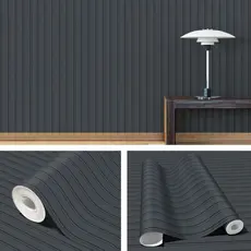 Papel De Parede Adesivo Ripas Cinza Chumbo Ripado Autocolante Vinílico Lavável Para Sala Quarto