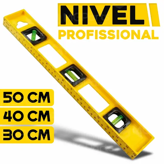 Nível Régua 3 Bolhas 50cm Profissional ABS De Prumo Medição Nivelador Pronta Entrega