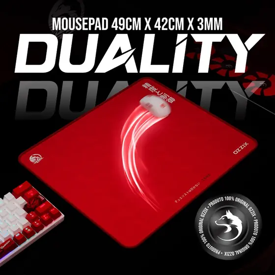 Mousepad Gamer Quadrado 49x42 Profissional Microtexturizado Qualidade Premium Estilo Japonês Clean Design Duality Ozzix