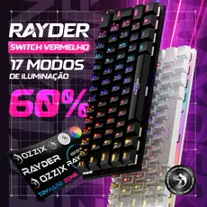 Teclado Mecânico Gamer Red Switch Rayder RGB 60% Compacto Profissional ABNT2 Original Ozzix