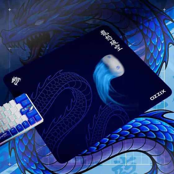 Mousepad Gamer Dracktar Quadrado 49x42 Profissional Microtexturizado Premium Design Dragão Japonês Ozzix