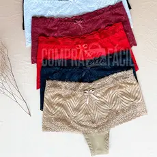 Kit 5 Peças Calcinha Cinta Rendada Algodão Modeladora Cós Alto Sustentação Conforto Resistênte Renda