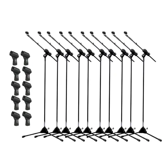 Pedestal de Microfone com Cachimbo Kit 10 Unidades Ibox Promoção
