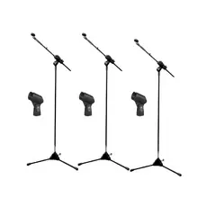 Pedestal de Microfone com Cachimbo Kit 3 Unidades Ibox Promoção