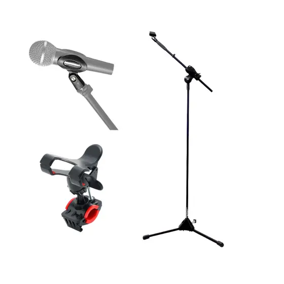 Pedestal de Microfone com Cachimbo e Suporte de Celular - Super Kit