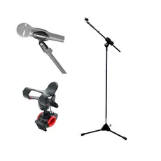 Pedestal de Microfone com Cachimbo e Suporte de Celular - Super Kit