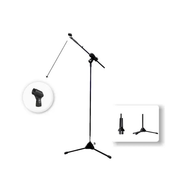 Pedestal de Microfone com Cachimbo Para Microfone com Fio ou Sem Fio