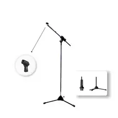 Pedestal de Microfone com Cachimbo Para Microfone com Fio ou Sem Fio