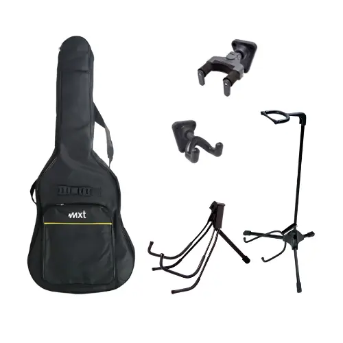 KIt Bag acolchoada Para Violão + Suporte de Parede/Chão ou Correia Para Violão