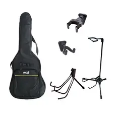 KIt Bag acolchoada Para Violão + Suporte de Parede/Chão ou Correia Para Violão